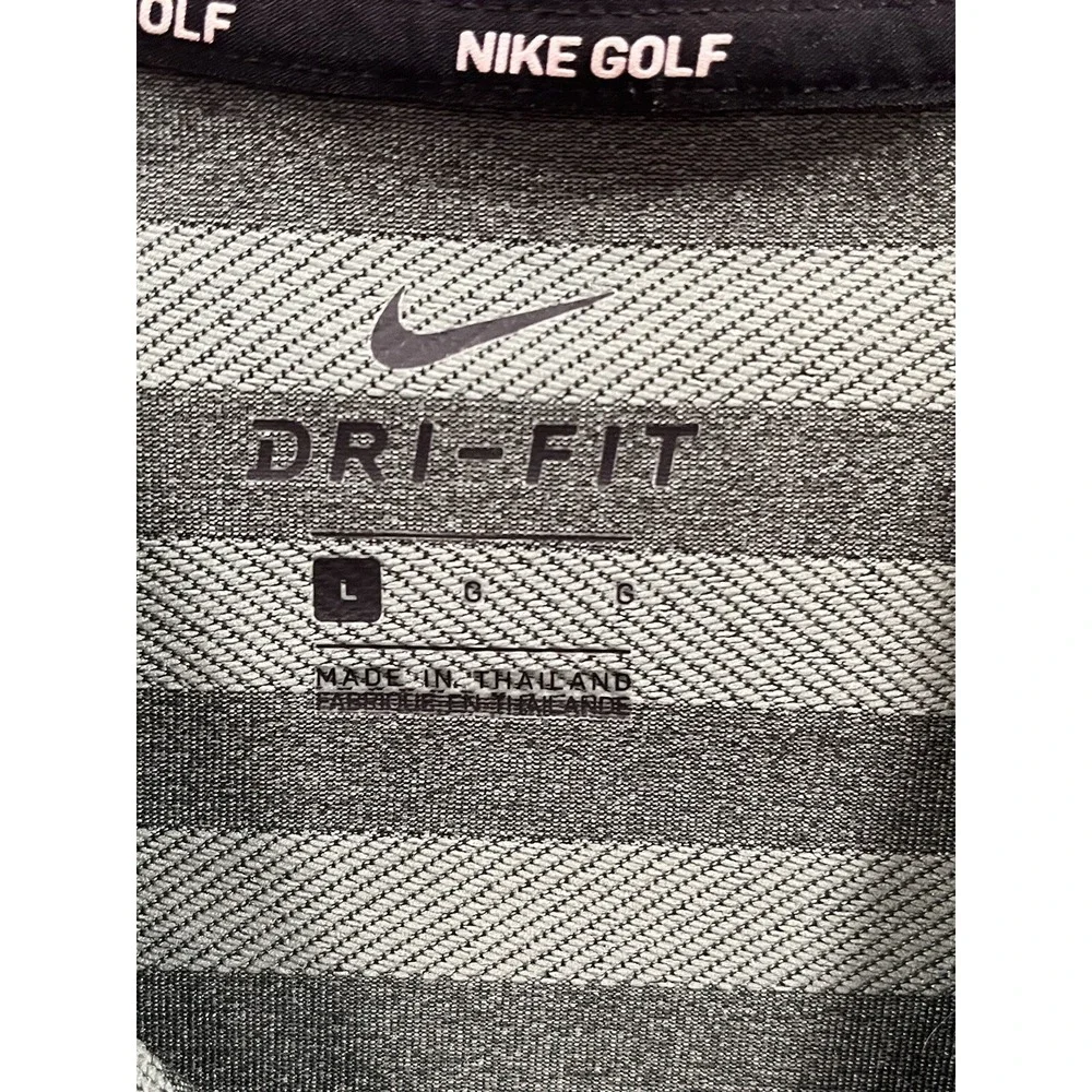 Nike dri-fit golf men's polo green striped short sleeve shirt large AK53